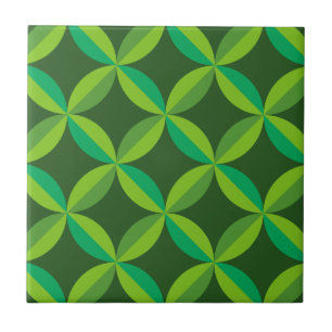 Azulejo De Cerâmica Círculos Geométricos Meados do Século Verde Limão 
