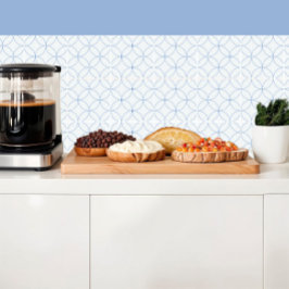 Azulejo De Cerâmica Círculos lineares em azul pastoso