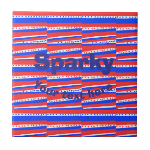 Azulejo De Cerâmica Círculos Listras Azul Branco Vermelho