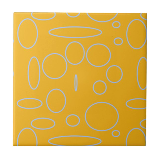 Azulejo De Cerâmica Círculos Loops em Laranja (Frente)