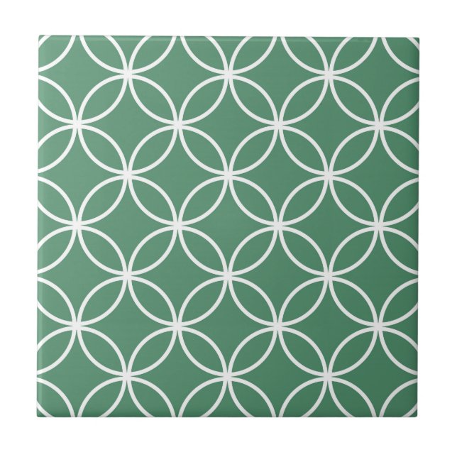 Azulejo De Cerâmica Círculos Sobrepostos Sage Verde Branco (Frente)