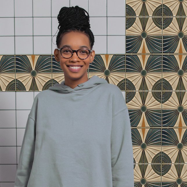 Azulejo De Cerâmica Círculos Solares Simetria de Médio do Século (Criador carregado)