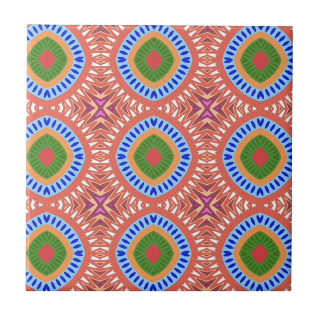 Azulejo De Cerâmica Círculos Tribais (Frente)