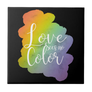 Azulejo De Cerâmica Citação Amor Não Vê Cor Arco-íris Preto