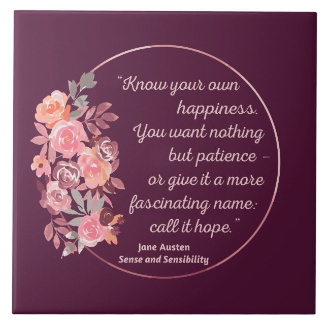 Azulejo De Cerâmica Citação De Senso E Sensibilidade I - Estilo Bonito (Frente)