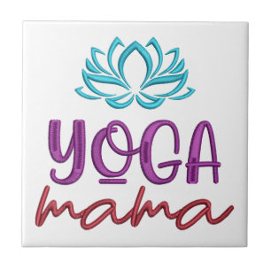 Azulejo De Cerâmica Citação Yoga Mama Flor de Lótus Zen