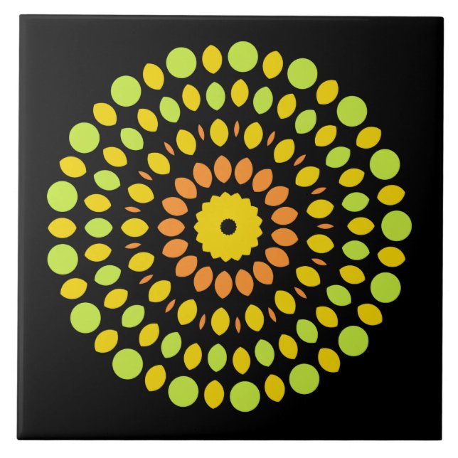 Azulejo De Cerâmica Citrinos, verdes, amarelos, laranja, (Frente)