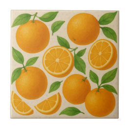 Azulejo De Cerâmica Citrus Doce, Totalidade e Laranjas em Fatias, Aqua