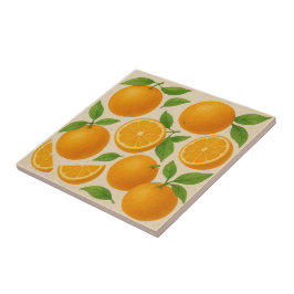 Azulejo De Cerâmica Citrus Doce, Totalidade e Laranjas em Fatias, Aqua