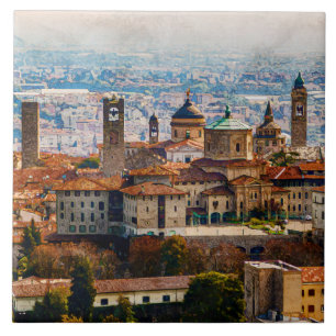 Azulejo De Cerâmica Citta Alta em Bergamo, Itália
