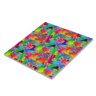 Azulejo De Cerâmica CKC-Louco-Crianças-Coleção-Picolé-Cabeleiras, Azul