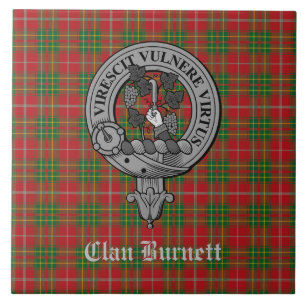 Azulejo De Cerâmica Clan Burnett Crest Crachá & Tartan