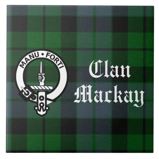 Azulejo De Cerâmica Clan Mackay Crest Crachá e Tartan personalizável (Frente)