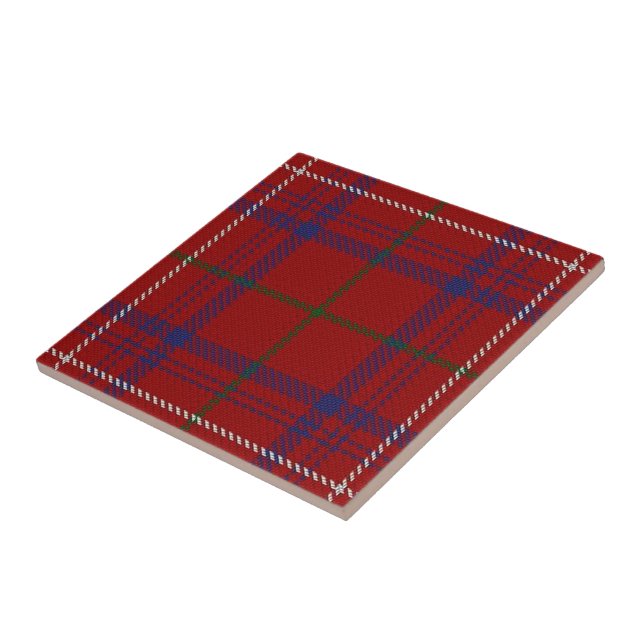 Azulejo De Cerâmica Clan Rosa Scottish Expressions Modern Red Tartan (Lateral)