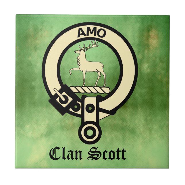 Azulejo De Cerâmica Clan Scott Crest Crachá (Frente)