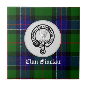 Azulejo De Cerâmica Clan Sinclair Tartan & Crest Crachá