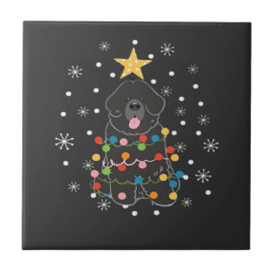 Azulejo De Cerâmica Classe de Árvore de Natal do Cão Terra Nova Newfie