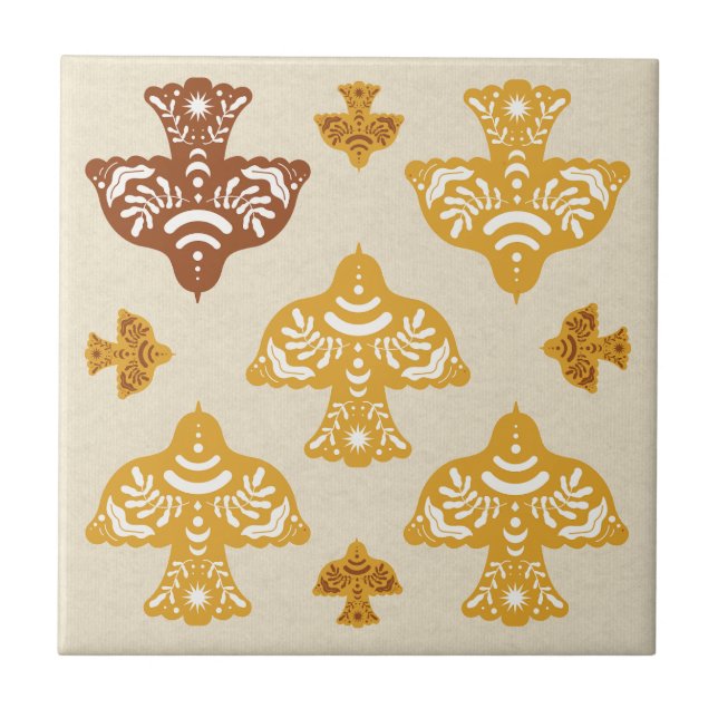 Azulejo De Cerâmica Classic beautiful birds Italian folk art kraft (Frente)