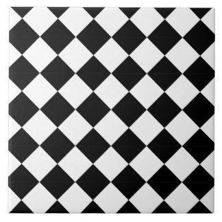 Azulejo De Cerâmica Classic Black and White Harlequin Diagonal Checker