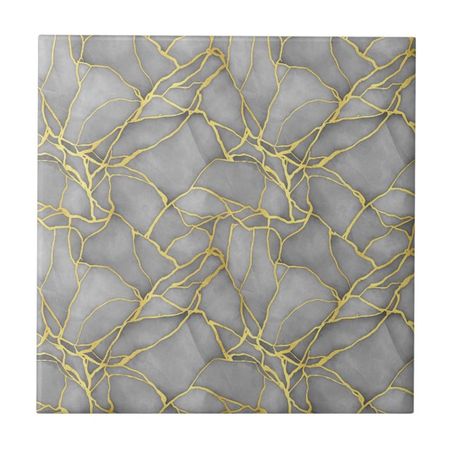Azulejo De Cerâmica Classic Carrara Gold Marble Black Silver (Frente)
