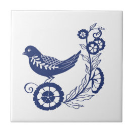 Azulejo De Cerâmica Classic Dutch Blue Delft Tile Bird Design