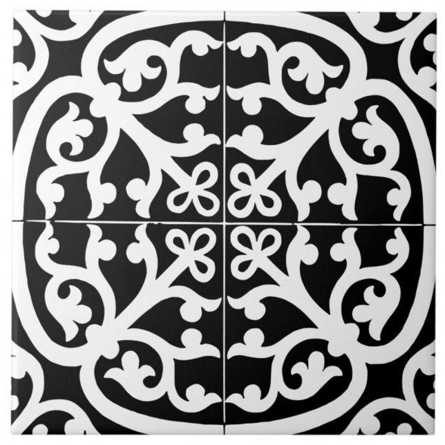Azulejo De Cerâmica Classic Traditional Stylish Abstract Black & White (tile)