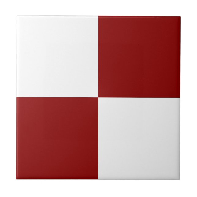 Azulejo De Cerâmica Classic White and Christmas Red Square Box Pattern (Frente)
