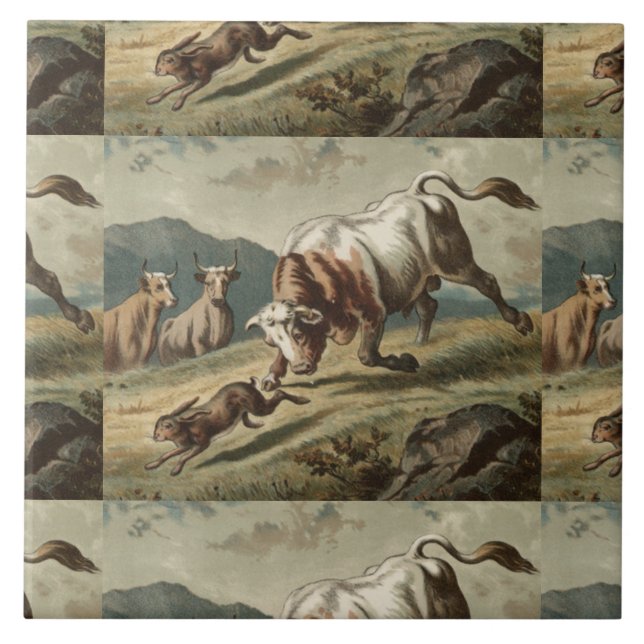 Azulejo De Cerâmica Clássica Balada da Lebre Perdida (Frente)