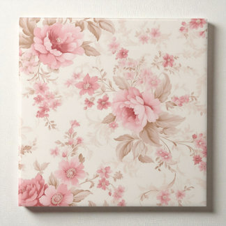 Azulejo De Cerâmica Clássica Rosa Floral