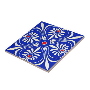 Azulejo De Cerâmica Clássico antigo do design grego vermelho branco