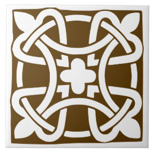 Azulejo De Cerâmica Clássico Antigo Marrom e Branco Tradicional