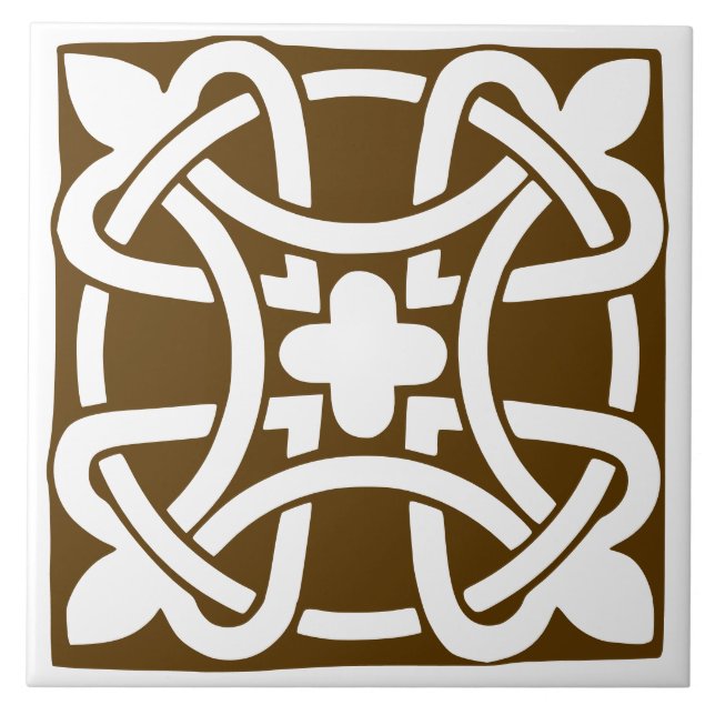 Azulejo De Cerâmica Clássico Antigo Marrom e Branco Tradicional (Frente)