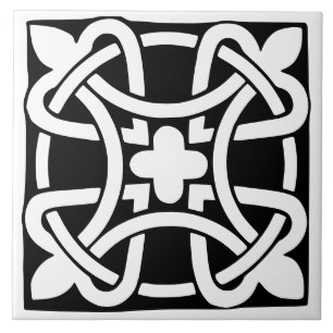 Azulejo De Cerâmica Clássico Antigo Preto e Branco Tradicional