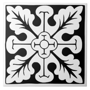 Azulejo De Cerâmica Clássico Antigo: Preto e Branco Tradicional