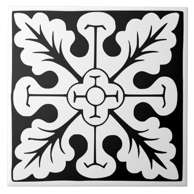 Azulejo De Cerâmica Clássico Antigo: Preto e Branco Tradicional (Frente)