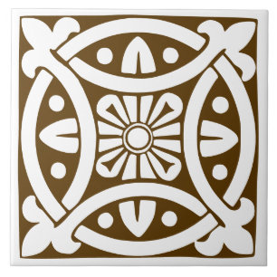 Azulejo De Cerâmica Clássico Antigo: Tradicional Marrom e Branco
