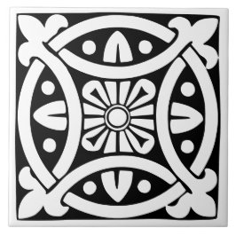 Azulejo De Cerâmica Clássico Antigo: Tradicional Preto e Branco