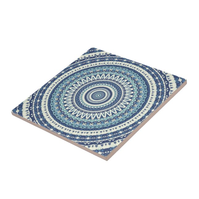 Azulejo De Cerâmica Clássico Blue Mandala (Lateral)