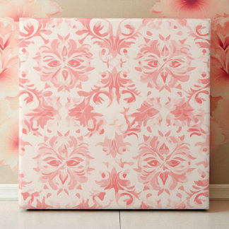 Azulejo De Cerâmica Clássico Floral Damasco Rosa