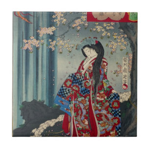 Azulejo De Cerâmica Clássico legal da arte japonesa da senhora Japão