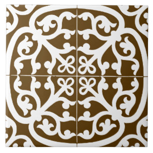 Azulejo De Cerâmica Clássico Tradicional Elegante Abstrato Marrom e Br
