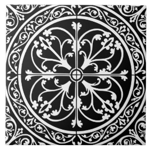 Azulejo De Cerâmica Clássico Tradicional Elegante Abstrato Preto