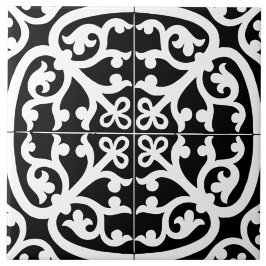 Azulejo De Cerâmica Clássico Tradicional Elegante Abstrato Preto e Bra
