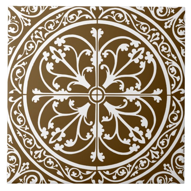 Azulejo De Cerâmica Clássico Tradicional Elegante Sofisticado Abstrato (Frente)