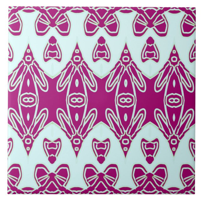 Azulejo De Cerâmica Clássico tradicional índio do Teal & Maroon (Frente)