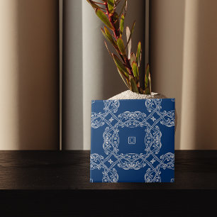 Azulejo De Cerâmica Clássico Vintage Elegante Cobalt Azul E Branco