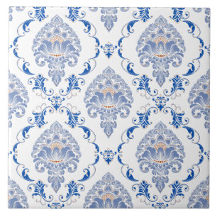 Azulejo De Cerâmica Clássico vitoriano decorando branco azul
