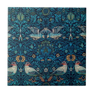 Azulejo De Cerâmica Clássico William Morris Blue Standard l Floral Bir