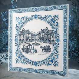 Azulejo De Cerâmica Clássicos Toile Botânicos Azuis de Cottagecore Fra