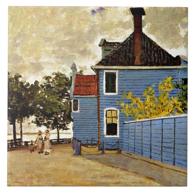 Azulejo De Cerâmica Claude Monet - A Casa Azul em Zaandam, (Frente)